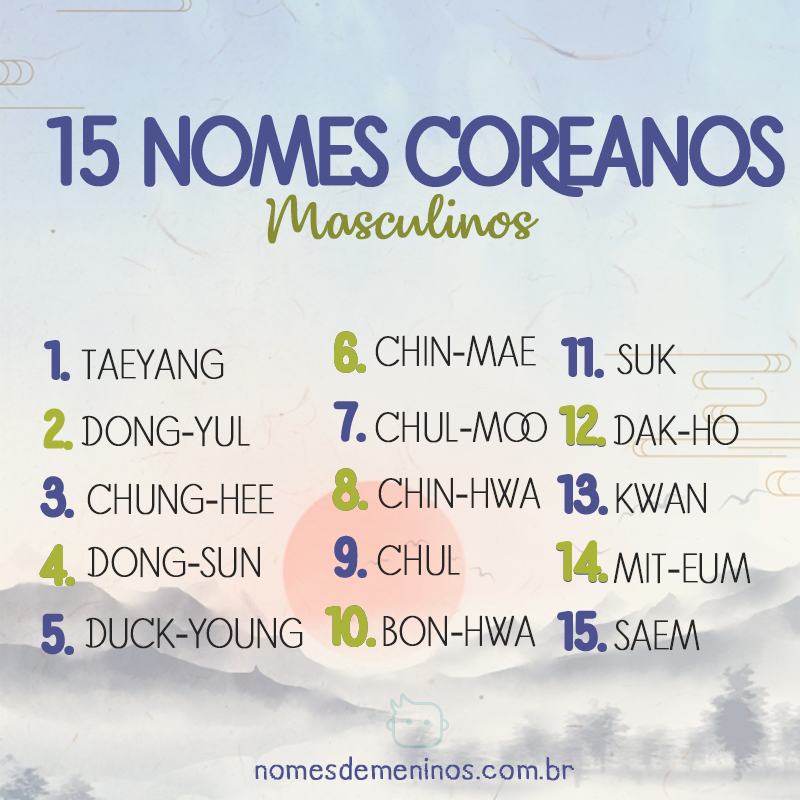  15 nama lelaki Korea dan maknanya untuk menamakan anak anda